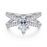 Elite - 14K White Gold Split Shank Pear Shape Diamond Engagement Ring - 0.55 ct