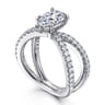 Elite - 14K White Gold Split Shank Pear Shape Diamond Engagement Ring - 0.55 ct