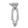 Elite - 14K White Gold Split Shank Pear Shape Diamond Engagement Ring - 0.55 ct