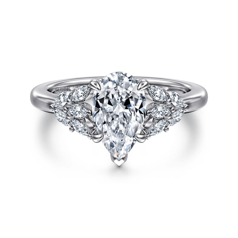 Cami - 14K White Gold Pear Shape Diamond Engagement Ring - 0.3 ct - Shot 1