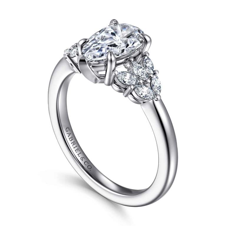 Cami - 14K White Gold Pear Shape Diamond Engagement Ring - 0.3 ct - Shot 3