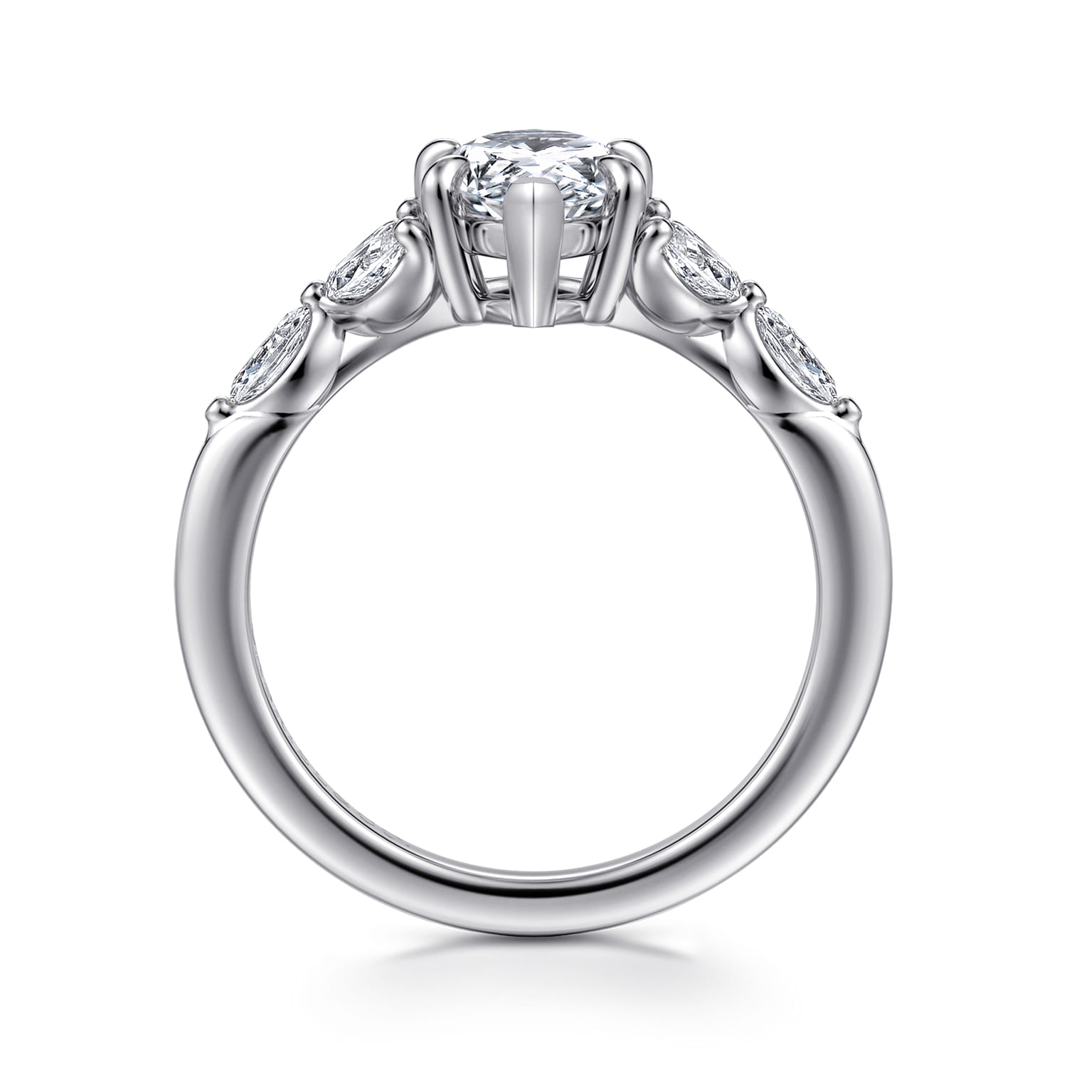Adella - 14K White Gold Pear Shape Diamond Engagement Ring - 0.4 ct - Shot 2