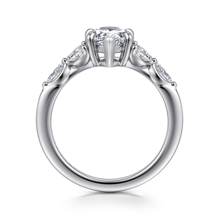 Adella - 14K White Gold Pear Shape Diamond Engagement Ring - 0.4 ct - Shot 2