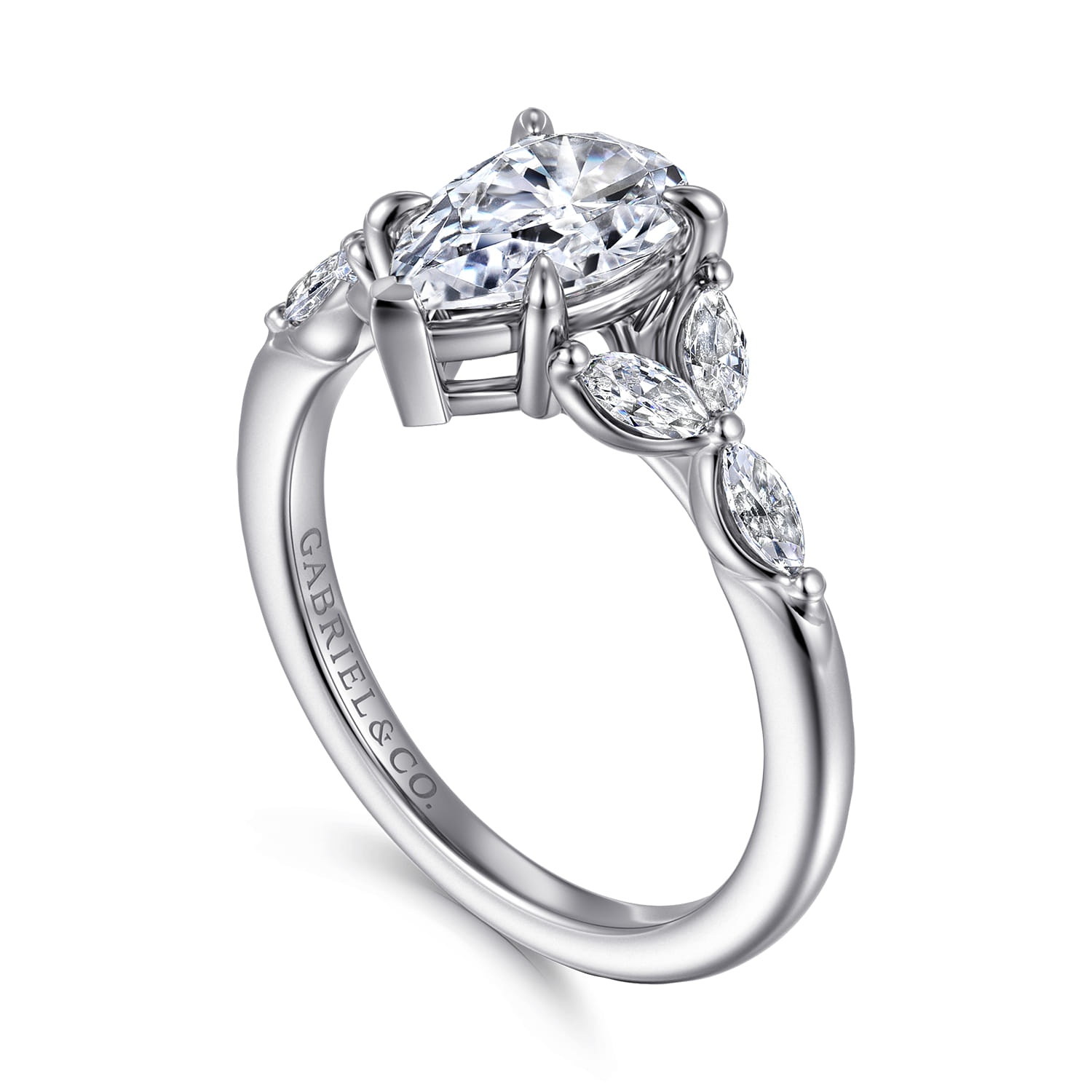 Adella - 14K White Gold Pear Shape Diamond Engagement Ring - 0.4 ct - Shot 3