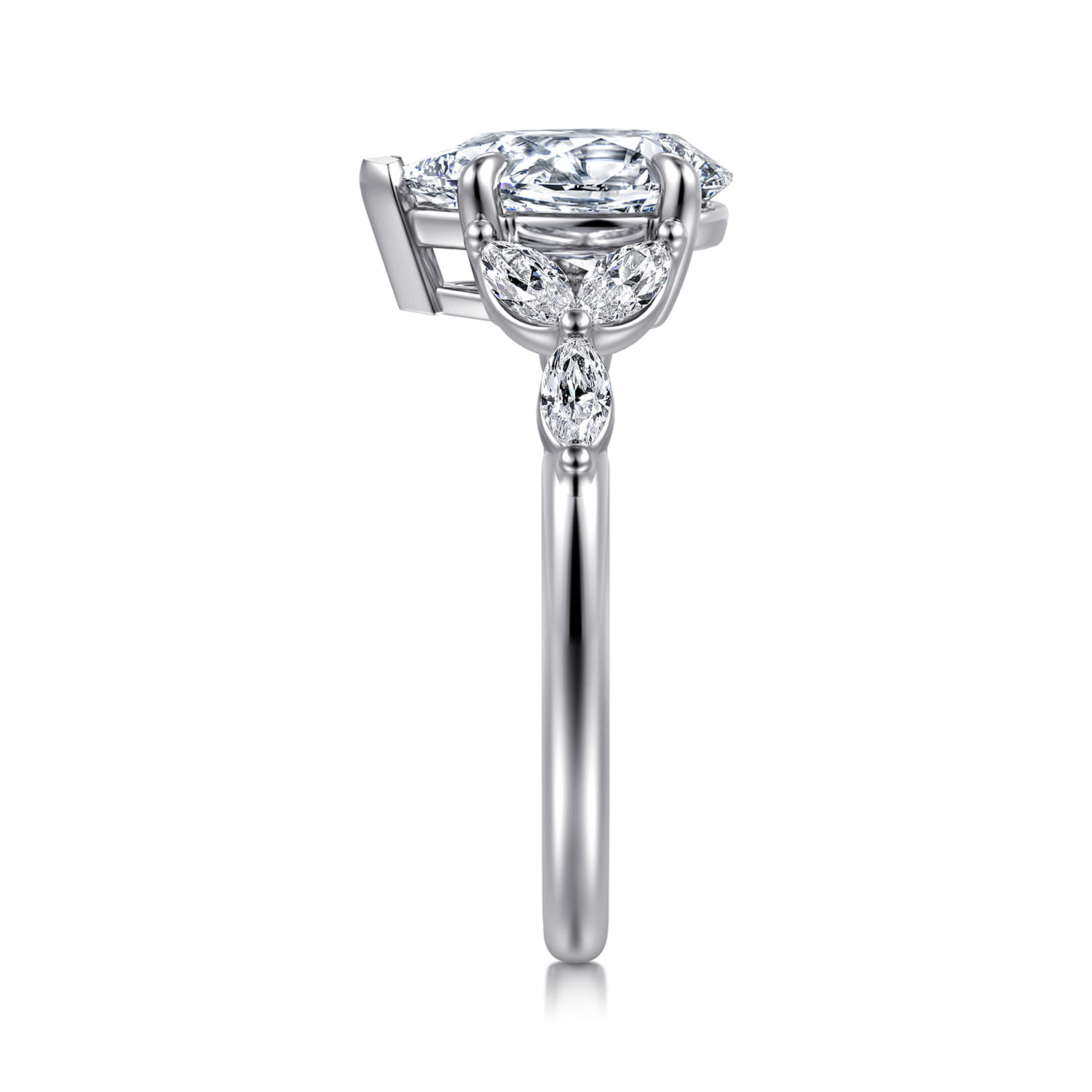 Adella - 14K White Gold Pear Shape Diamond Engagement Ring - 0.4 ct - Shot 4