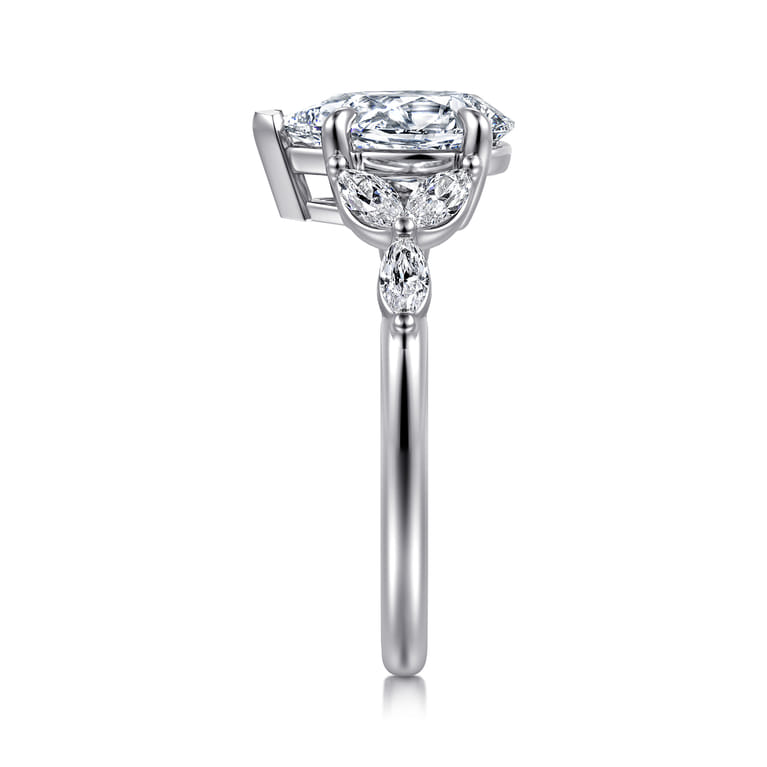 Adella - 14K White Gold Pear Shape Diamond Engagement Ring - 0.4 ct - Shot 4