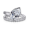 Margo - 14K White Gold Bezel Prong Pear Shape Wrap Engagement Ring - 0.3 ct