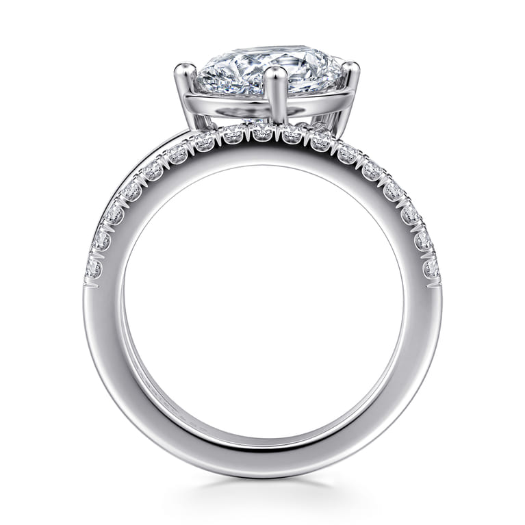 Margo - 14K White Gold Bezel Prong Pear Shape Wrap Engagement Ring - 0.3 ct - Shot 2