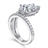 Margo - 14K White Gold Bezel Prong Pear Shape Wrap Engagement Ring - 0.3 ct