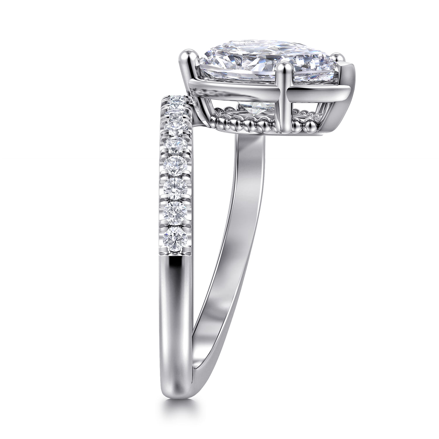 Margo - 14K White Gold Bezel Prong Pear Shape Wrap Engagement Ring - 0.3 ct - Shot 4