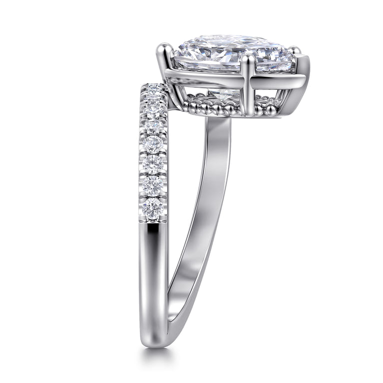 Margo - 14K White Gold Bezel Prong Pear Shape Wrap Engagement Ring - 0.3 ct - Shot 4