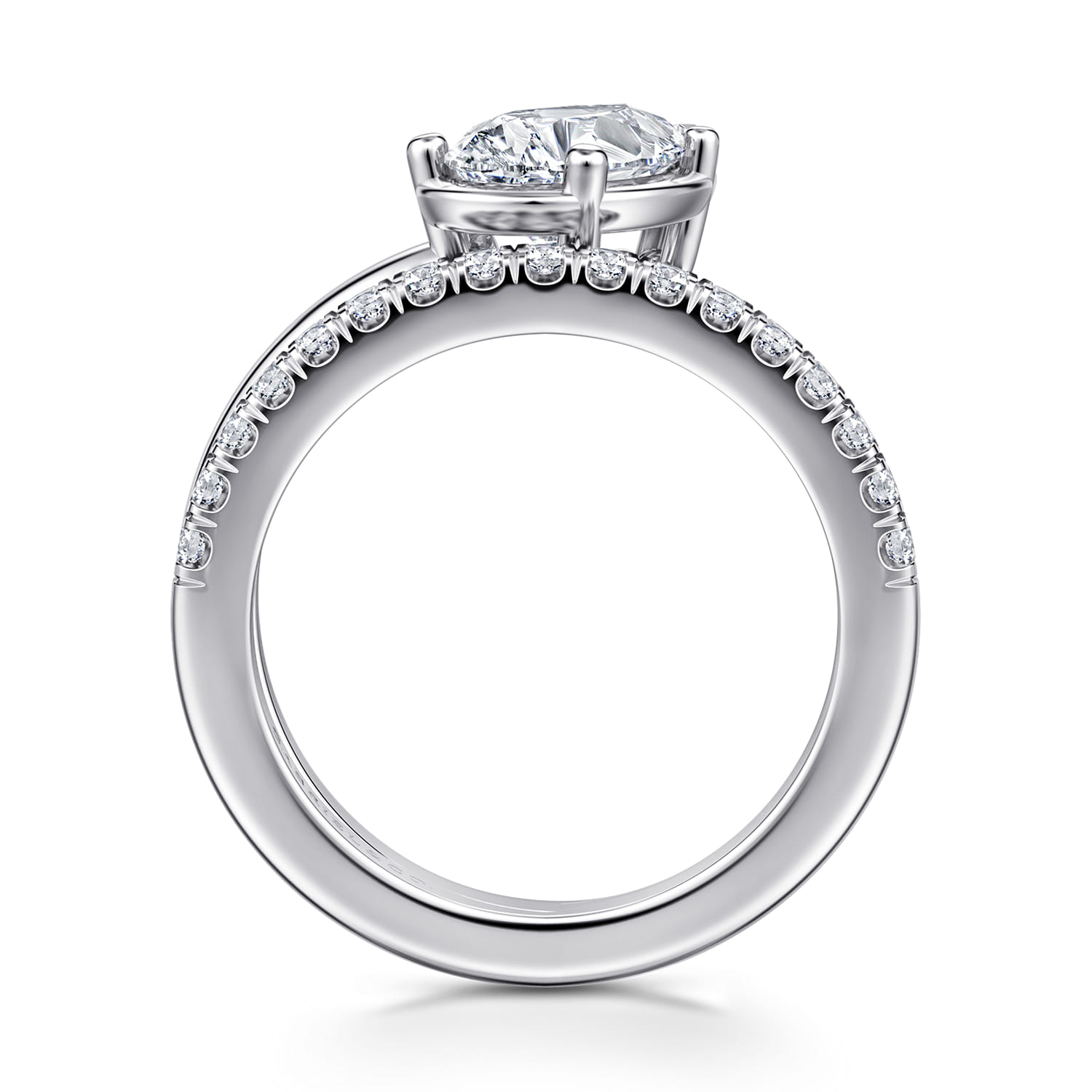 Margo - 14K White Gold Bezel Prong Pear Shape Wrap Engagement Ring - 0.3 ct - Shot 2