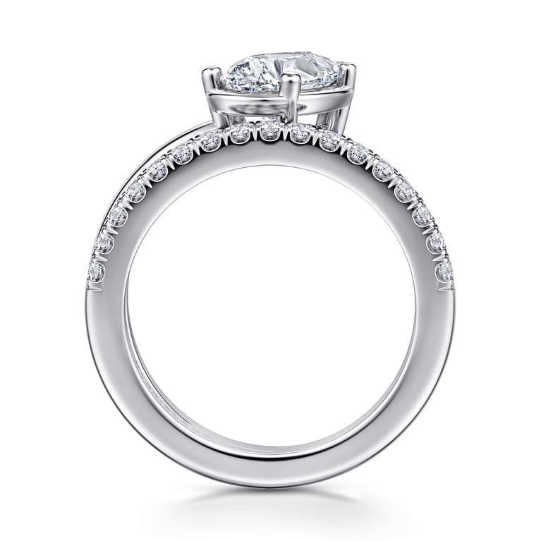 Margo - 14K White Gold Bezel Prong Pear Shape Wrap Engagement Ring - 0.3 ct - Shot 2