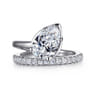 Margo - 14K White Gold Bezel Prong Pear Shape Wrap Engagement Ring - 0.3 ct