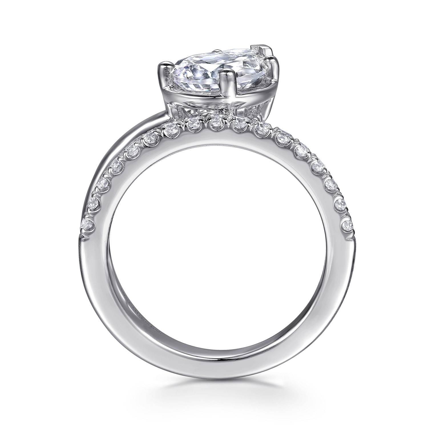 Margo - 14K White Gold Bezel Prong Pear Shape Wrap Engagement Ring - 0.3 ct - Shot 2