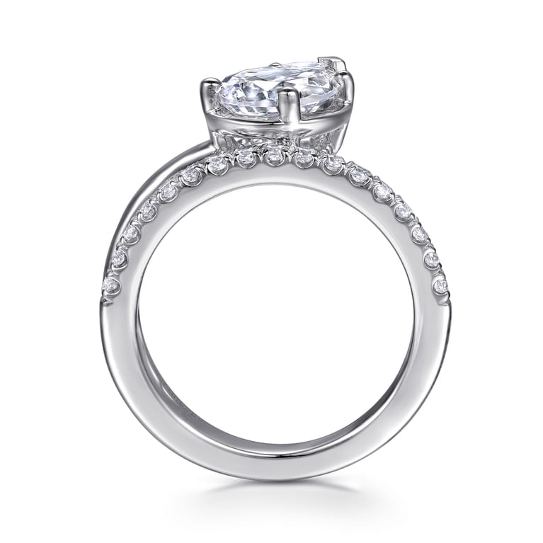 Margo - 14K White Gold Bezel Prong Pear Shape Wrap Engagement Ring - 0.3 ct - Shot 2