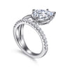 Margo - 14K White Gold Bezel Prong Pear Shape Wrap Engagement Ring - 0.3 ct