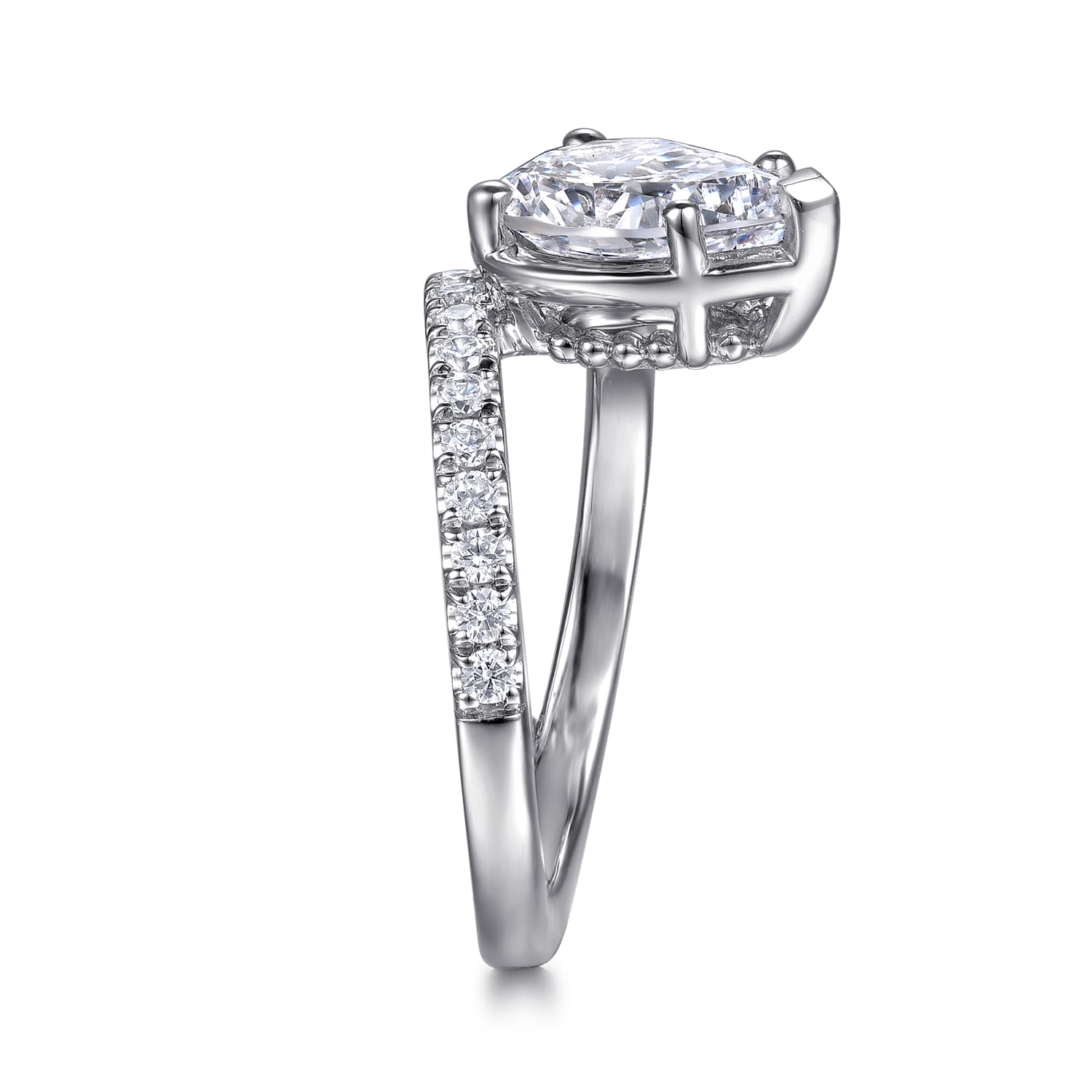 Margo - 14K White Gold Bezel Prong Pear Shape Wrap Engagement Ring - 0.3 ct - Shot 5