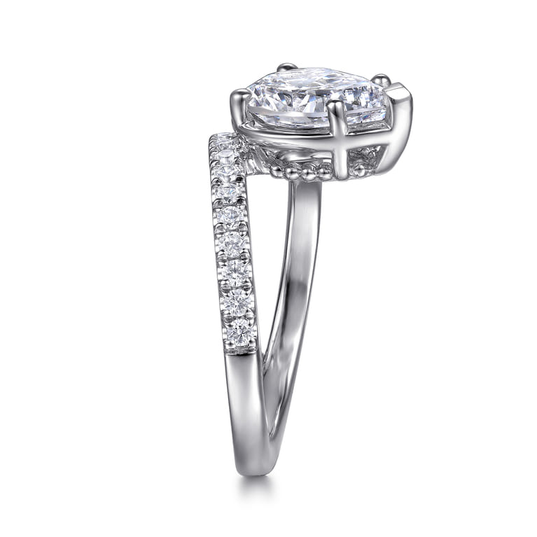 Margo - 14K White Gold Bezel Prong Pear Shape Wrap Engagement Ring - 0.3 ct - Shot 5