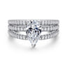 Rivah - 14K White Gold Split Shank Pear Shape Diamond Engagement Ring - 0.5 ct