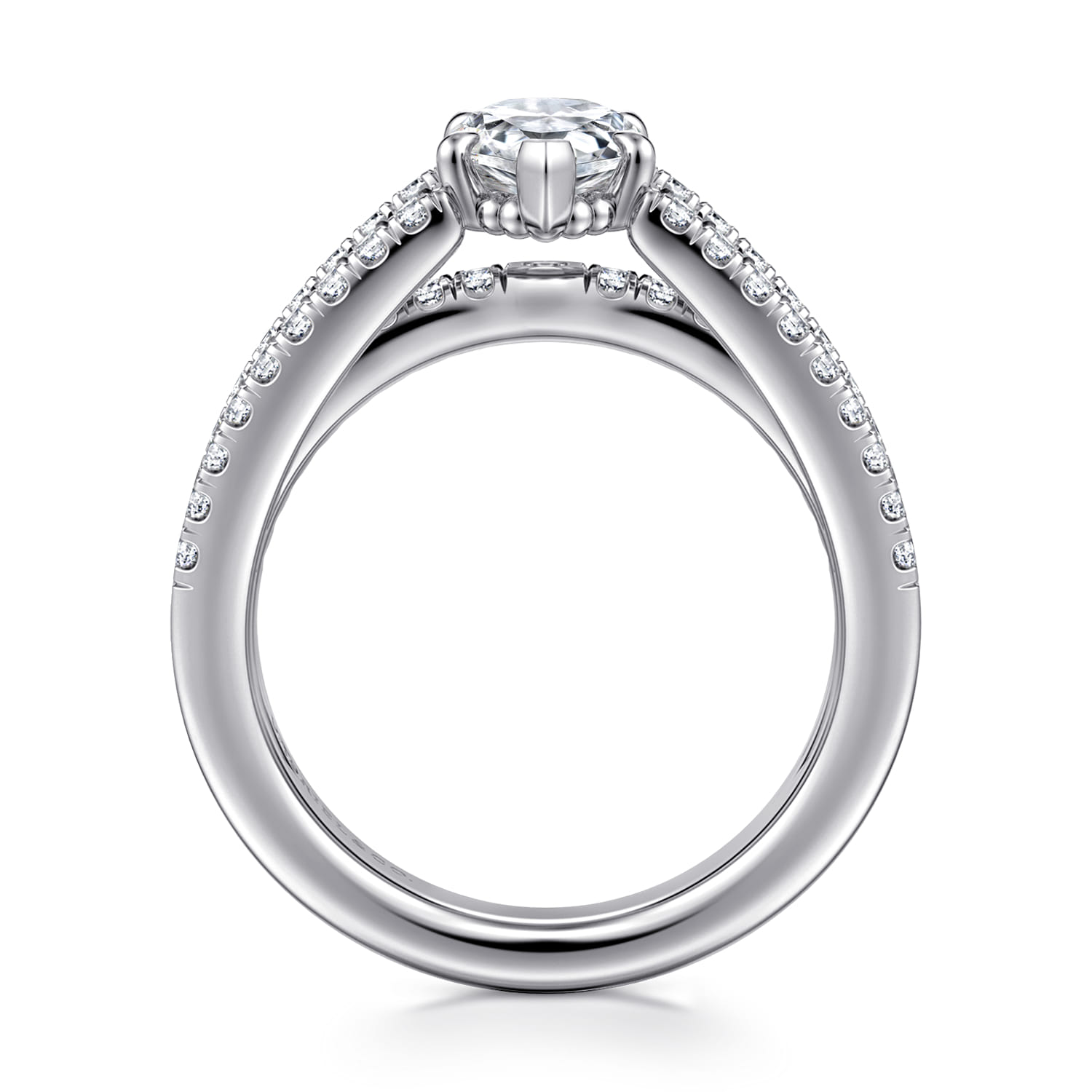 Rivah - 14K White Gold Split Shank Pear Shape Diamond Engagement Ring - 0.5 ct - Shot 2