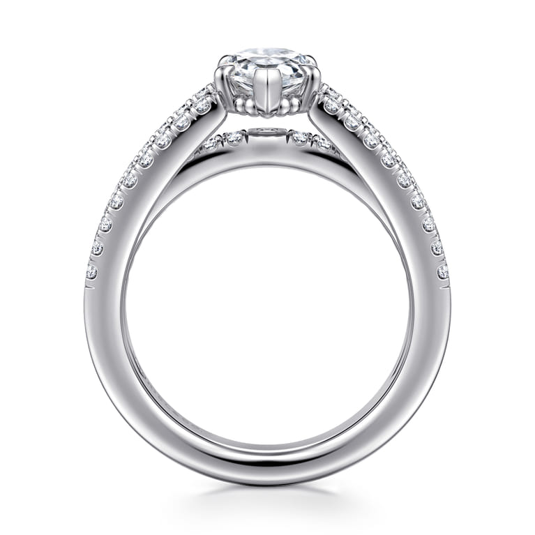 Rivah - 14K White Gold Split Shank Pear Shape Diamond Engagement Ring - 0.5 ct - Shot 2