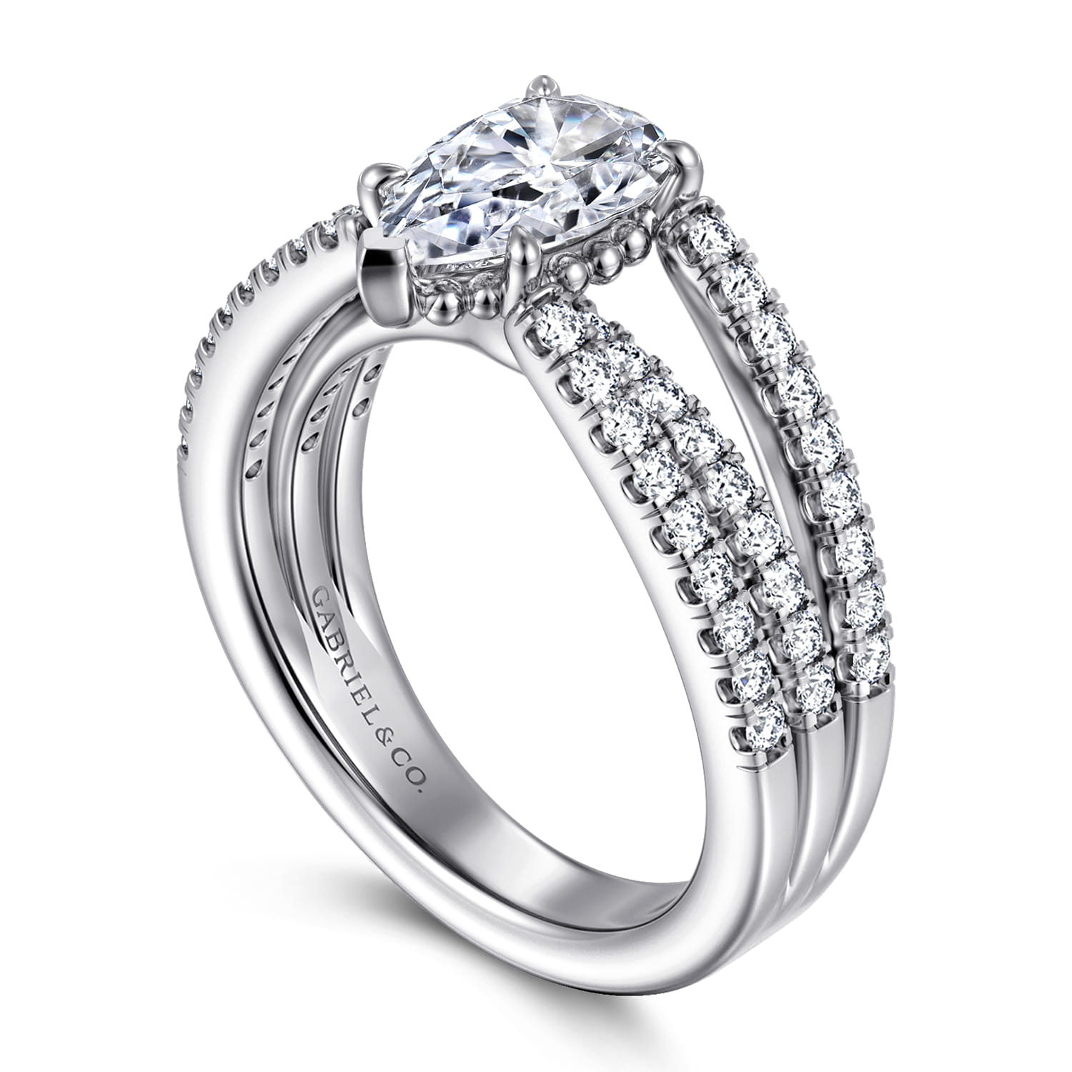 Rivah - 14K White Gold Split Shank Pear Shape Diamond Engagement Ring - 0.5 ct - Shot 3