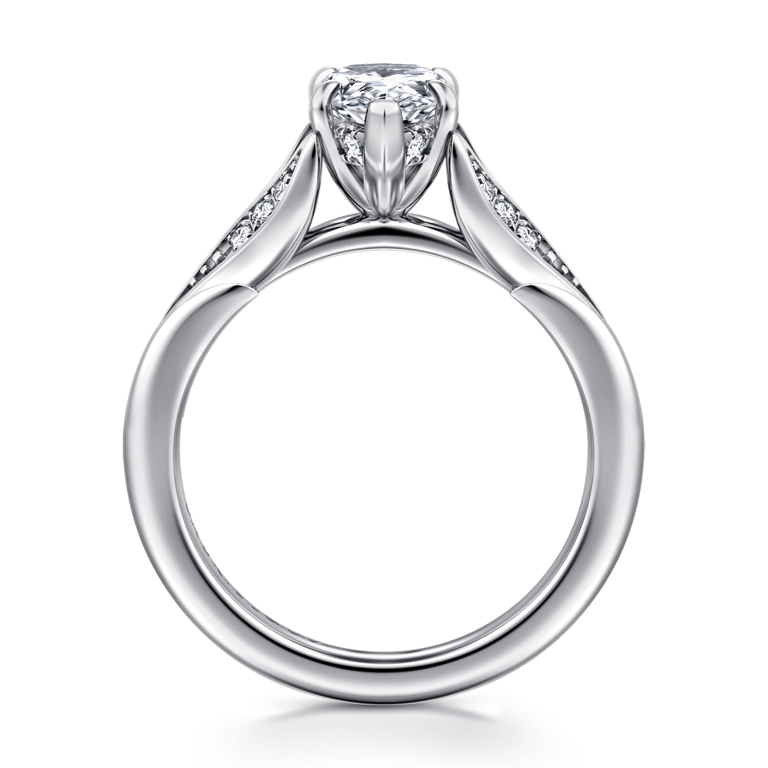 Taye - 14K White Gold Split Shank Pear Shape Diamond Engagement Ring - 0.15 ct - Shot 2