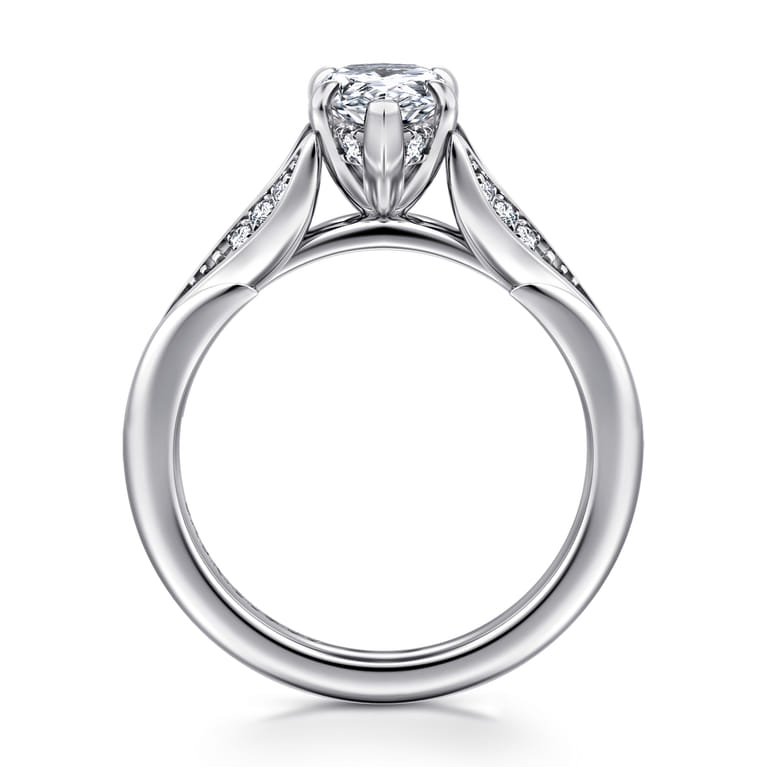 Taye - 14K White Gold Split Shank Pear Shape Diamond Engagement Ring - 0.15 ct - Shot 2