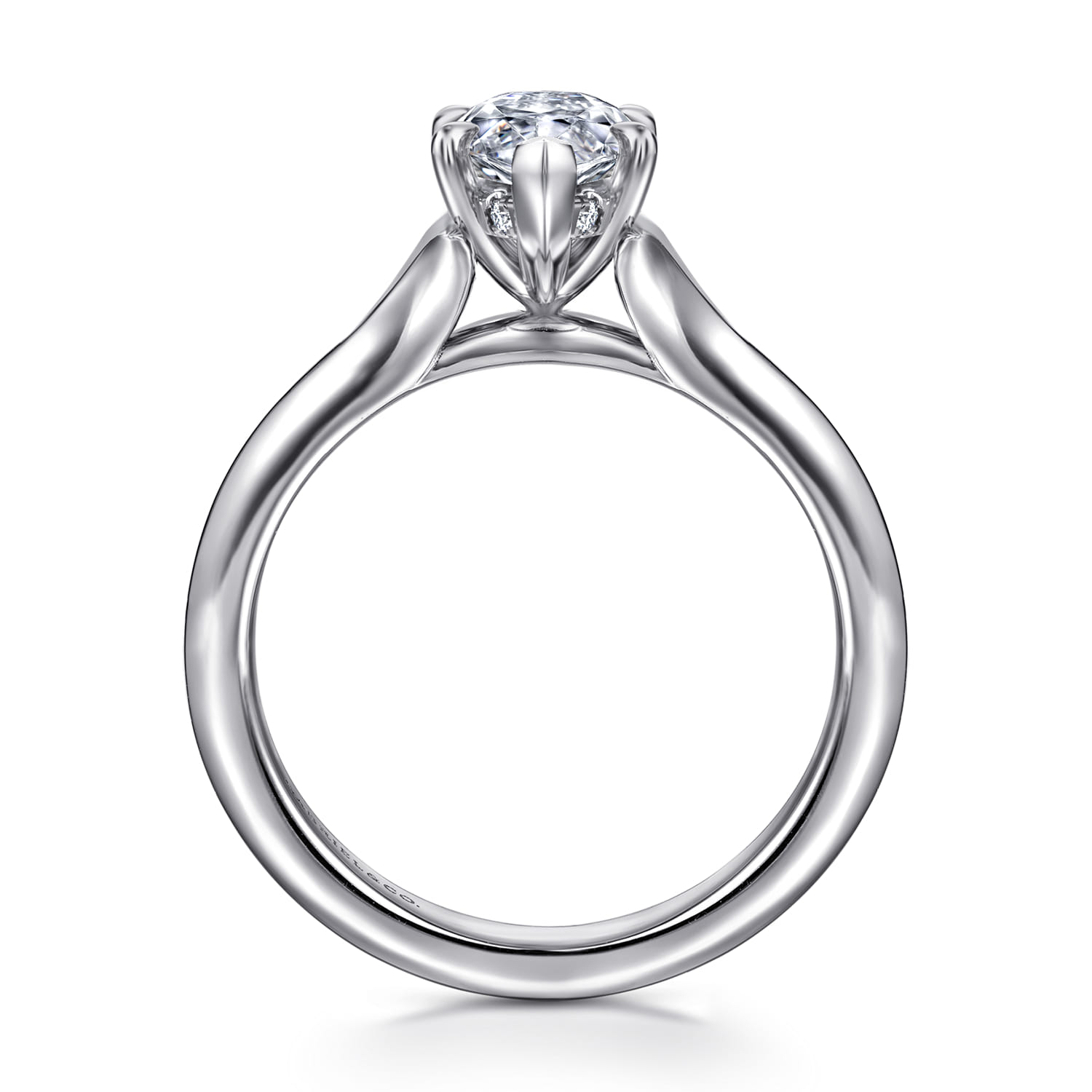 Alden - 14K White Gold Split Shank Pear Shape Diamond Engagement Ring - 0.04 ct - Shot 2