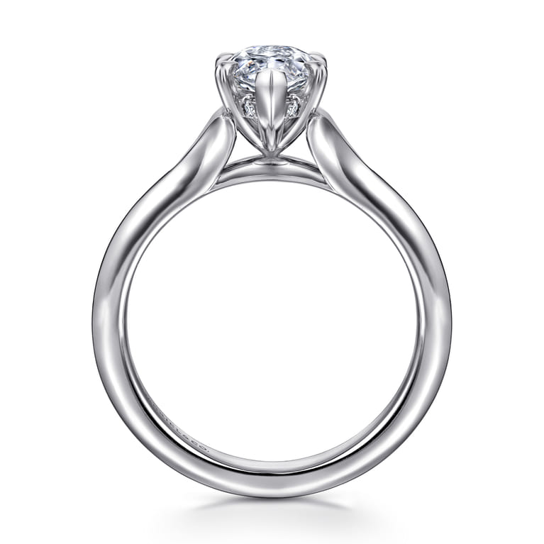 Alden - 14K White Gold Split Shank Pear Shape Diamond Engagement Ring - 0.04 ct - Shot 2