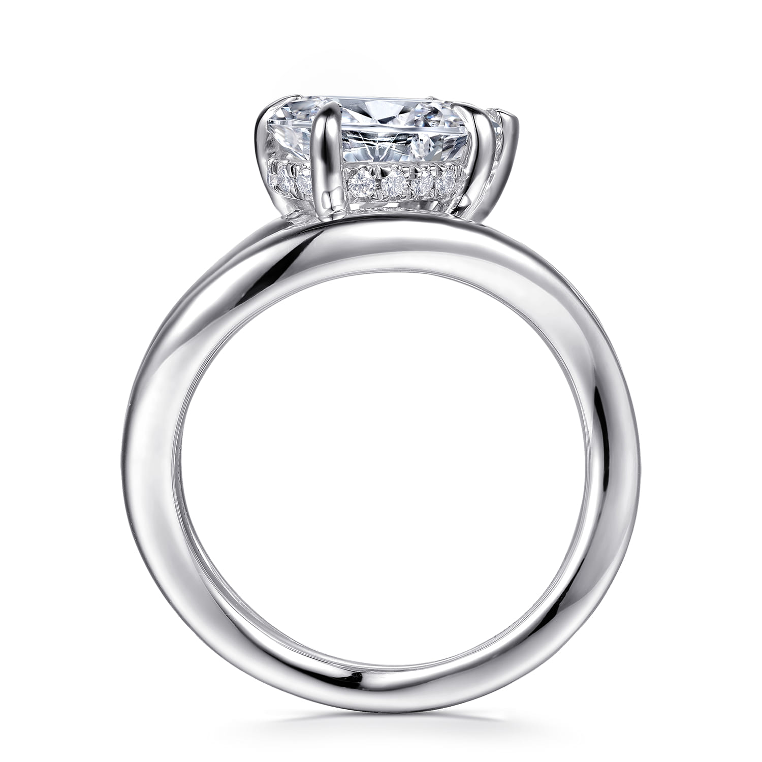 Eleanora - 14K White Gold Pear Shape Diamond Wrap Engagement Ring - 0.08 ct - Shot 2