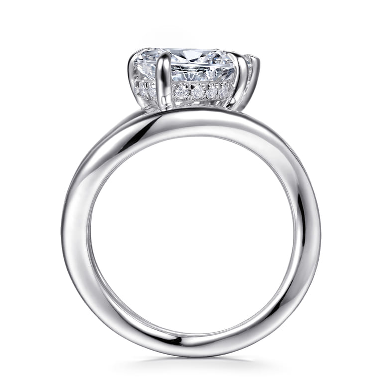 Eleanora - 14K White Gold Pear Shape Diamond Wrap Engagement Ring - 0.08 ct - Shot 2