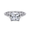 Eliza - Vintage Inspired 14K White Gold Split Shank Princess Cut Diamond Engagement Ring - 0.07 ct