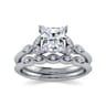 Eliza - Vintage Inspired 14K White Gold Split Shank Princess Cut Diamond Engagement Ring - 0.07 ct