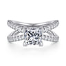 Elite - 14K White Gold Split Shank Princess Cut Diamond Engagement Ring - 0.55 ct