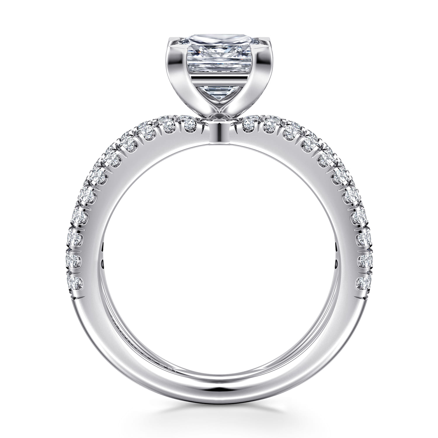 Elite - 14K White Gold Split Shank Princess Cut Diamond Engagement Ring - 0.55 ct - Shot 2