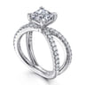 Elite - 14K White Gold Split Shank Princess Cut Diamond Engagement Ring - 0.55 ct