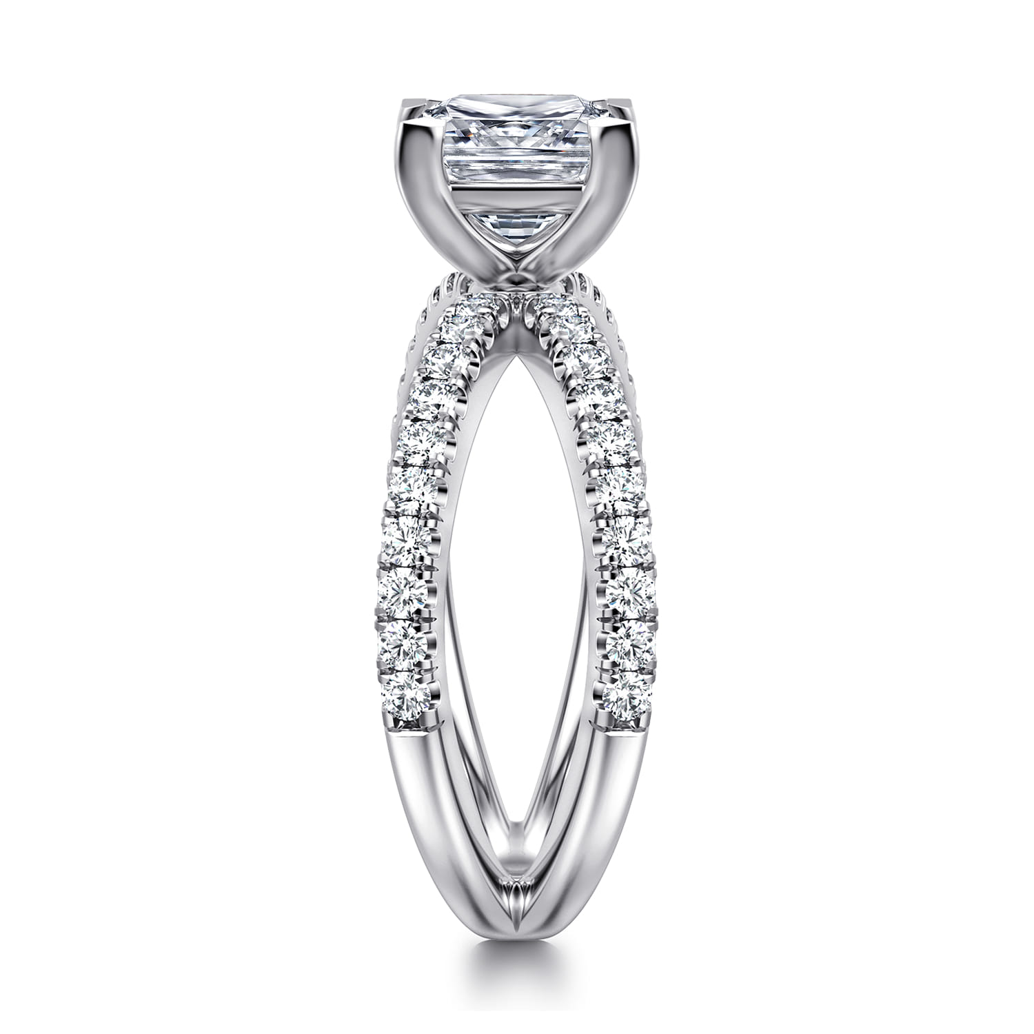 Elite - 14K White Gold Split Shank Princess Cut Diamond Engagement Ring - 0.55 ct - Shot 4