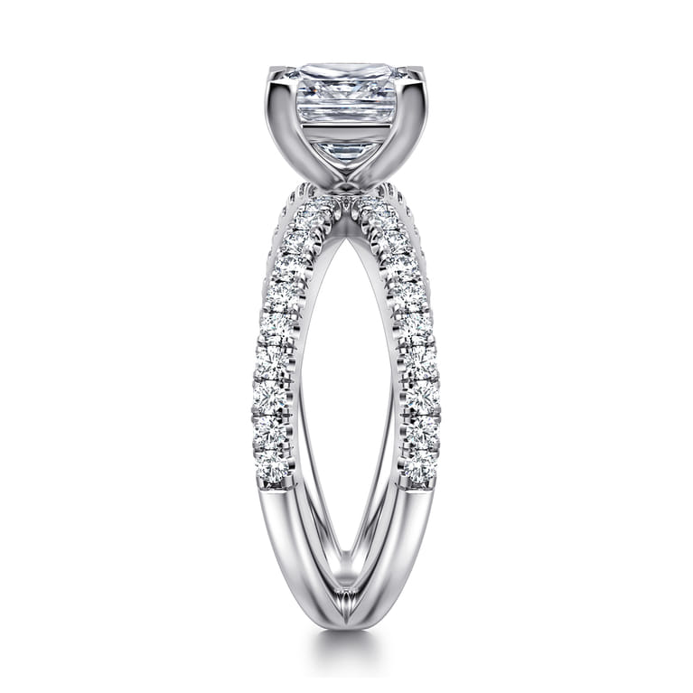 Elite - 14K White Gold Split Shank Princess Cut Diamond Engagement Ring - 0.55 ct - Shot 4