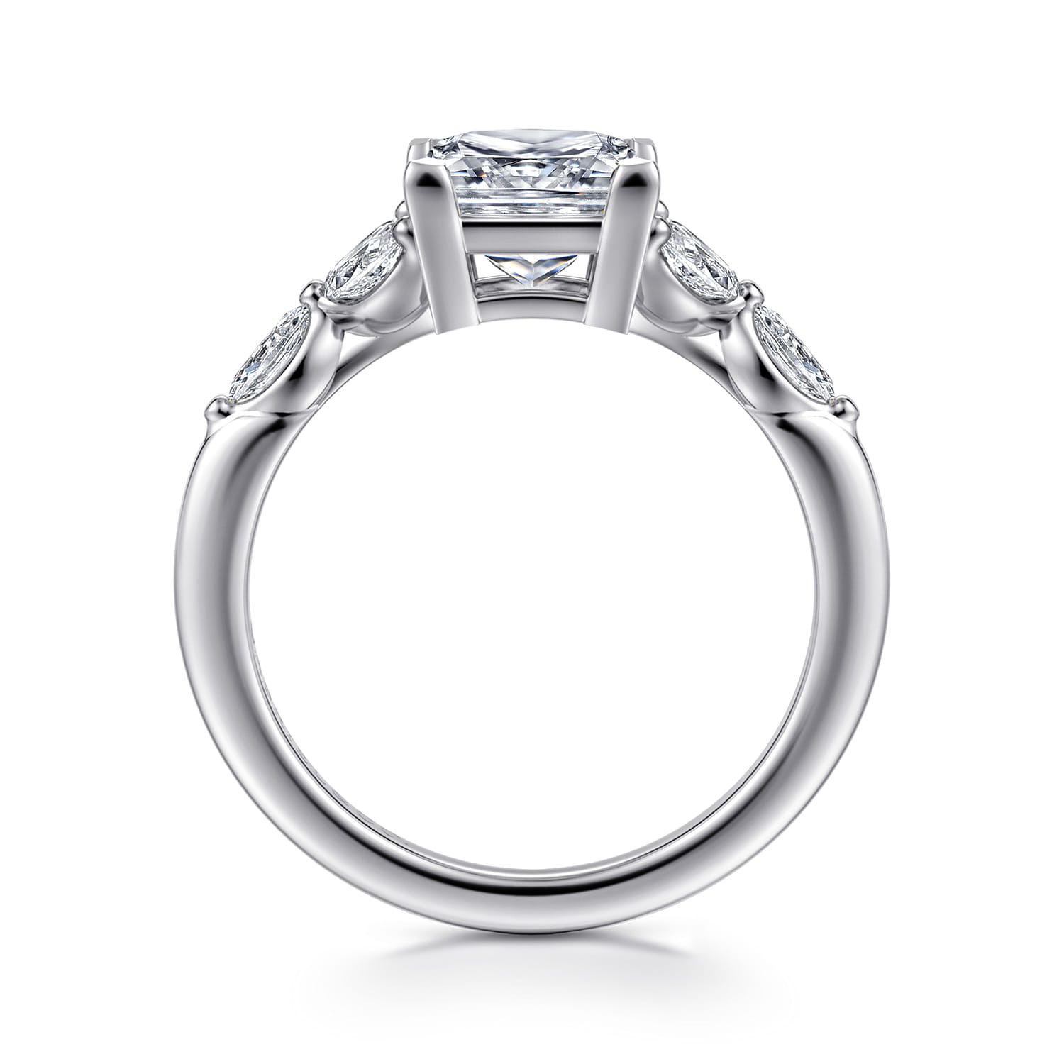 Adella - 14K White Gold Princess Cut Diamond Engagement Ring - 0.4 ct - Shot 2