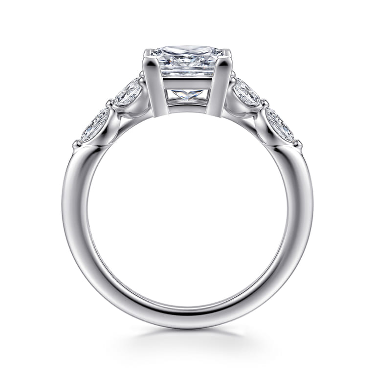 Adella - 14K White Gold Princess Cut Diamond Engagement Ring - 0.4 ct - Shot 2