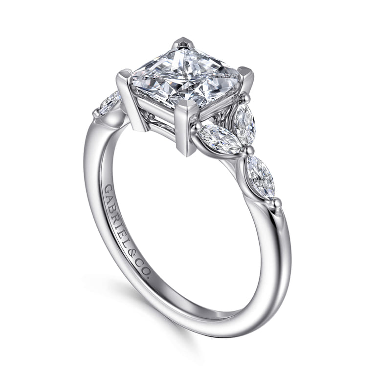 Adella - 14K White Gold Princess Cut Diamond Engagement Ring - 0.4 ct - Shot 3