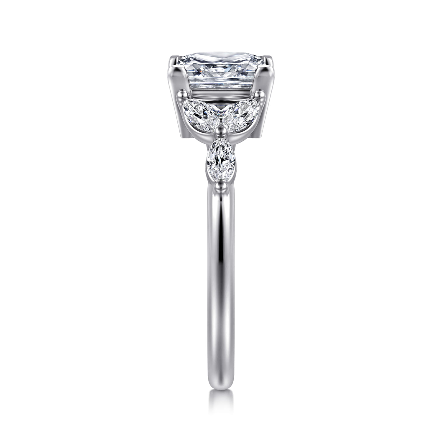 Adella - 14K White Gold Princess Cut Diamond Engagement Ring - 0.4 ct - Shot 4