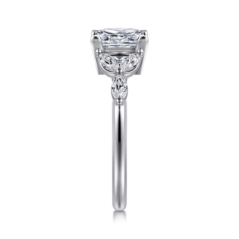 Adella - 14K White Gold Princess Cut Diamond Engagement Ring - 0.4 ct - Shot 4