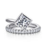 Margo - 14K White Gold Bezel Prong Princess Cut Wrap Engagement Ring - 0.3 ct