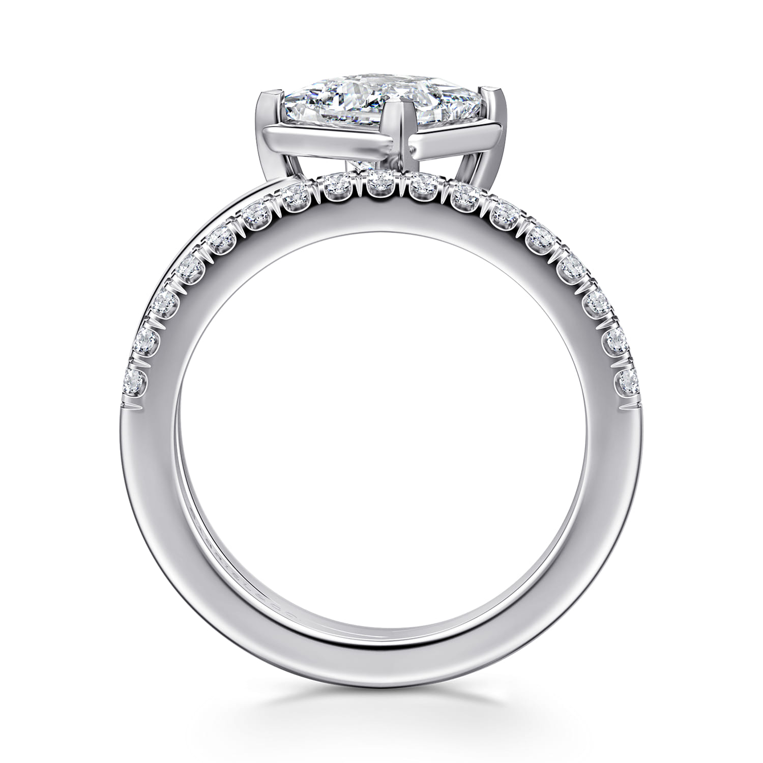 Margo - 14K White Gold Bezel Prong Princess Cut Wrap Engagement Ring - 0.3 ct - Shot 2