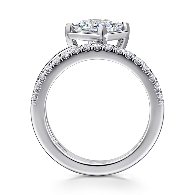 Margo - 14K White Gold Bezel Prong Princess Cut Wrap Engagement Ring - 0.3 ct - Shot 2