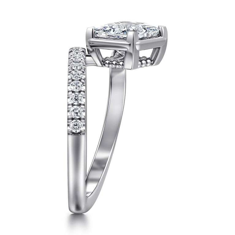 Margo - 14K White Gold Bezel Prong Princess Cut Wrap Engagement Ring - 0.3 ct - Shot 4