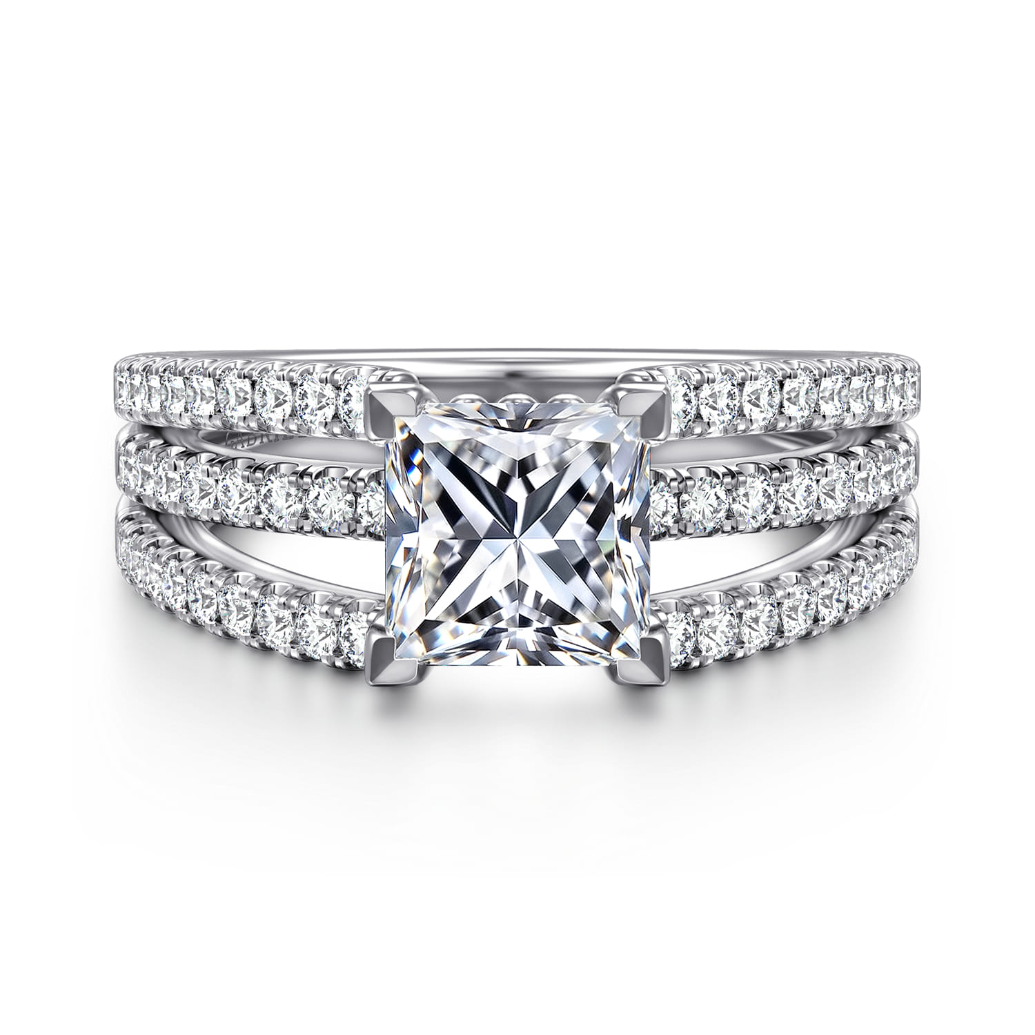 Rivah - 14K White Gold Split Shank Princess Cut Diamond Engagement Ring - 0.5 ct - Shot 1